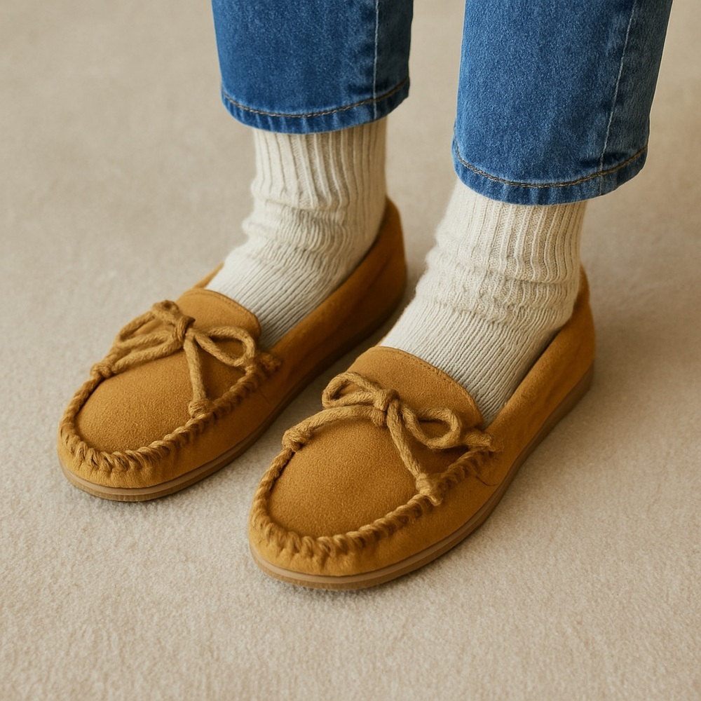 NWT Genuine Suede Moccasin Slippers 8